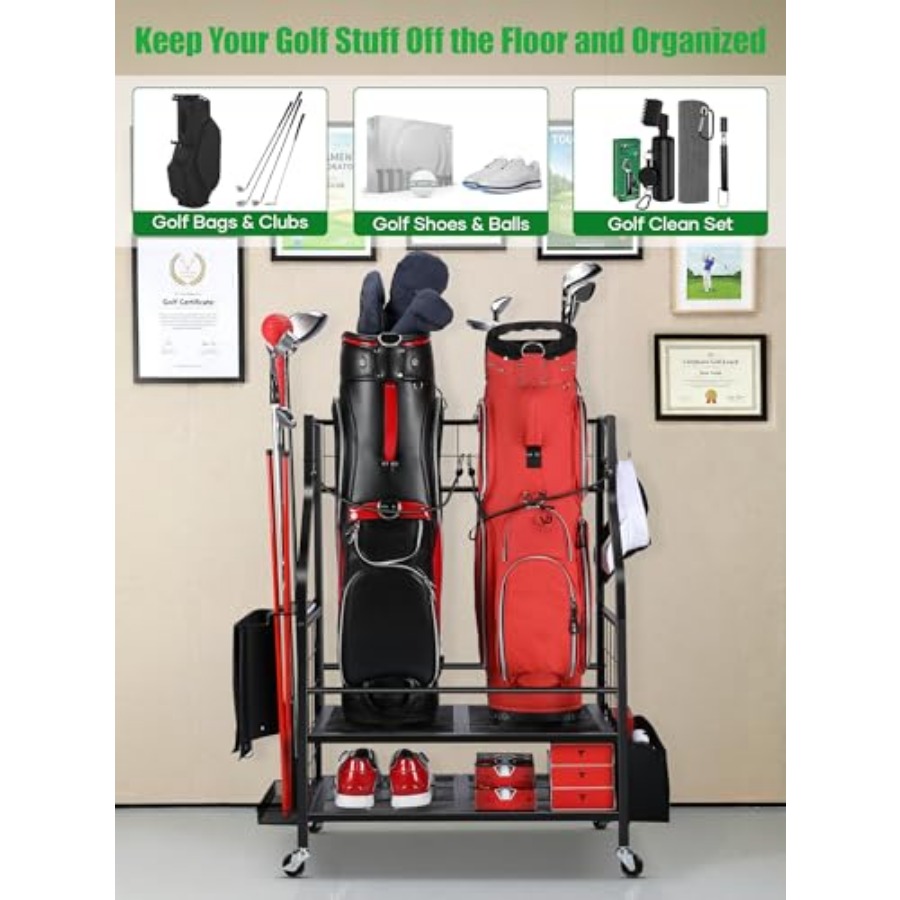 Golf Bag Storage Garage Organi - Golf Equipment Garage Organizer avaliação e preço