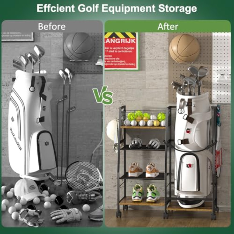 Golf Bag Garage Storage Rack w - Golf Equipment Garage Organizer avaliação e preço