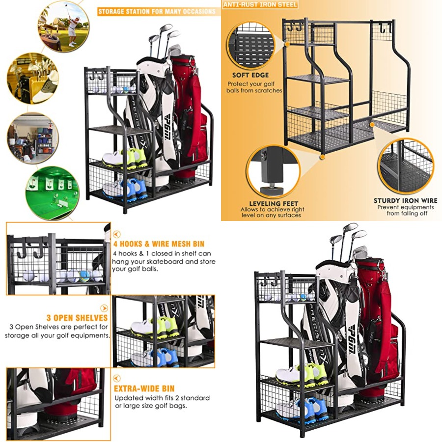 Golf Bag Garage Storage Organi - Golf Equipment Garage Organizer avaliação e preço