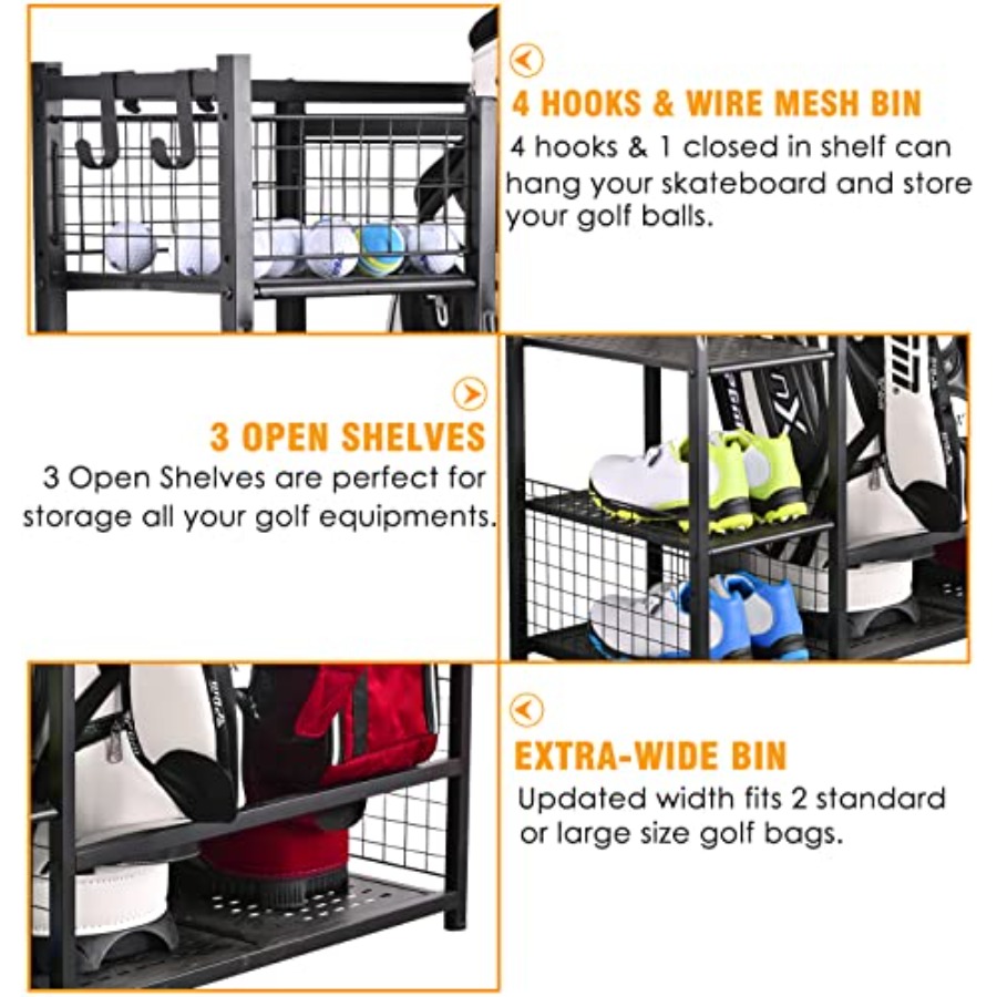 Golf Bag Garage Storage Organi - Golf Equipment Garage Organizer avaliação e preço