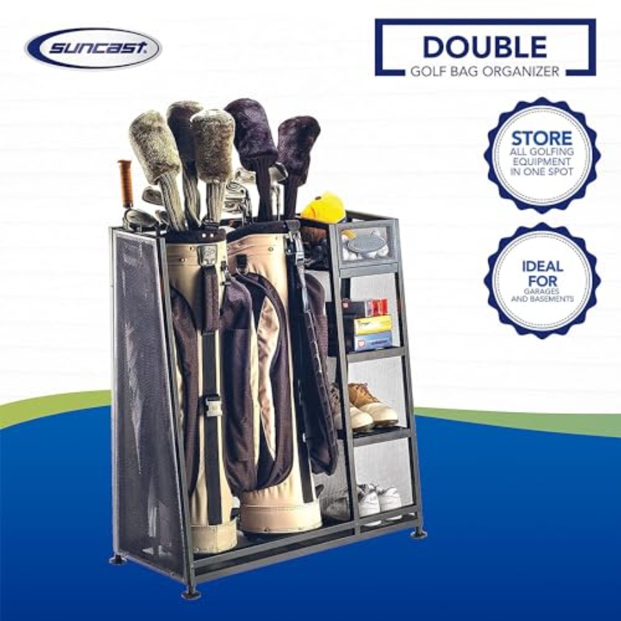Heavy-duty metal golf bag and  - Golf Equipment Garage Organizer avaliação e preço