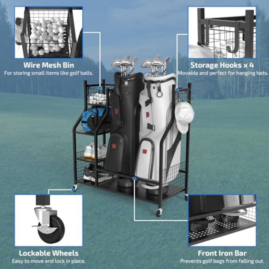 Golf Bag Storage Garage Organi - Golf Equipment Garage Organizer avaliação e preço