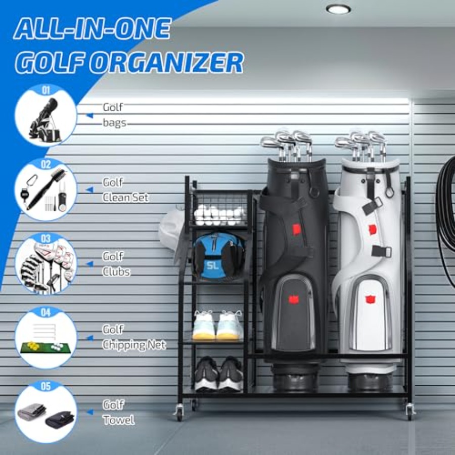 Golf Bag Storage Garage Organi - Golf Equipment Garage Organizer avaliação e preço