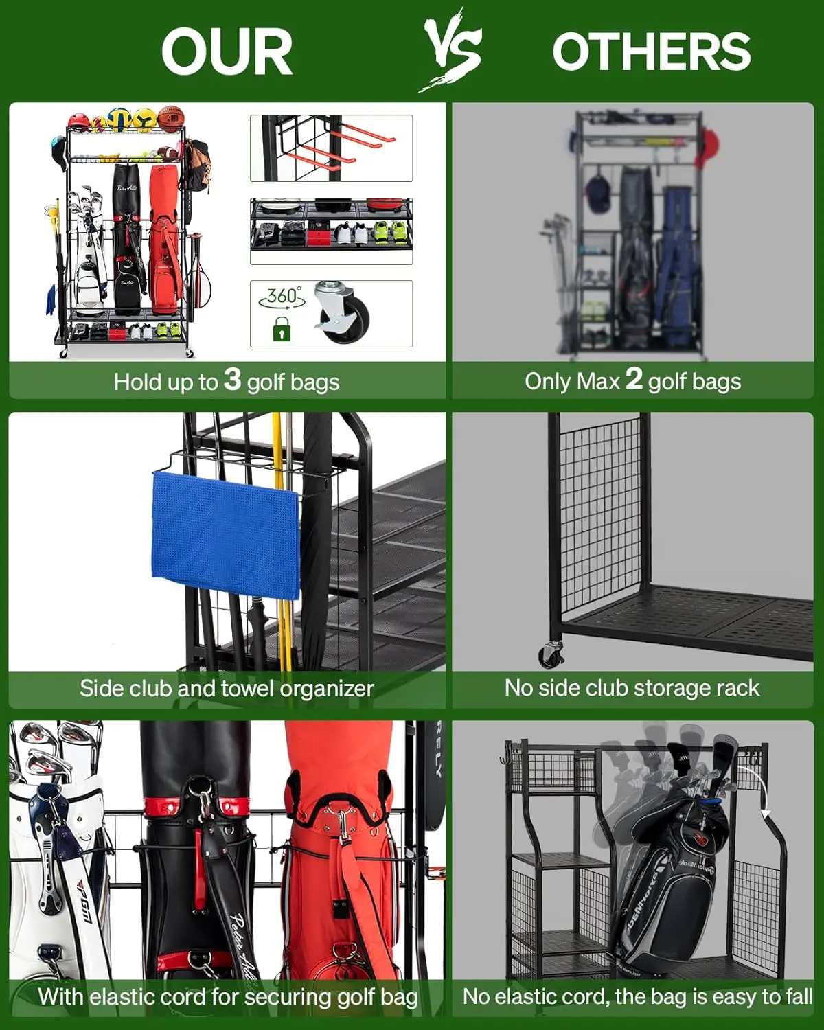 Golf Bag Storage Garage Organi - Golf Equipment Garage Organizer avaliação e preço