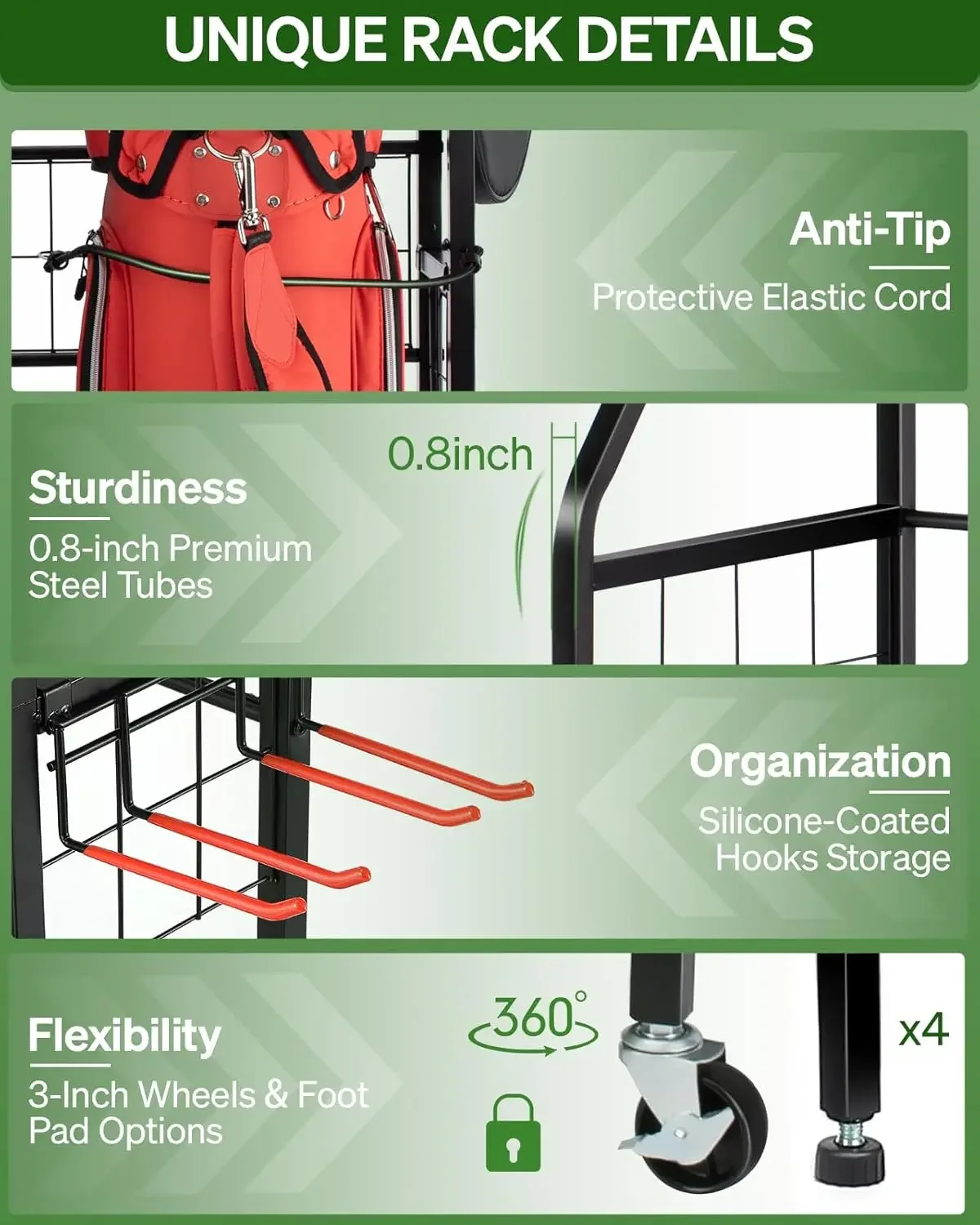 Golf Bag Storage Garage Organi - Golf Equipment Garage Organizer avaliação e preço