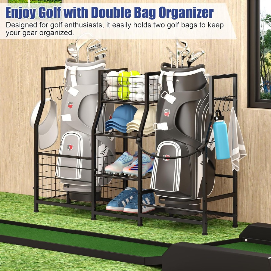Golf Bag Stand Garage Storage  - Golf Equipment Garage Organizer avaliação e preço