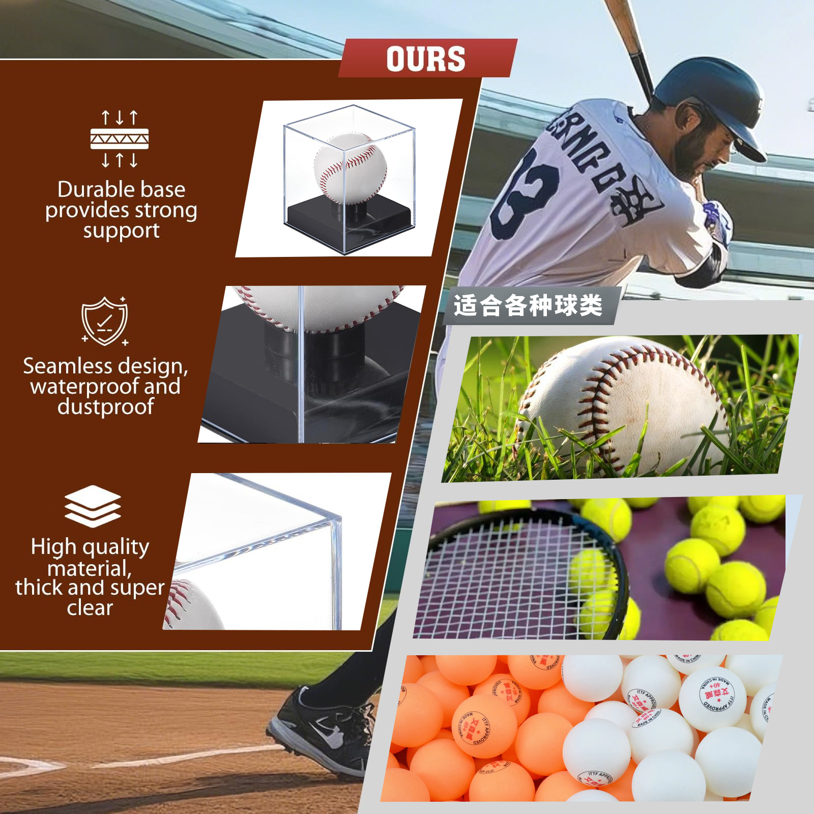 Quality Acrylic Baseball Box D - Golf Ball Premium avaliação e preço