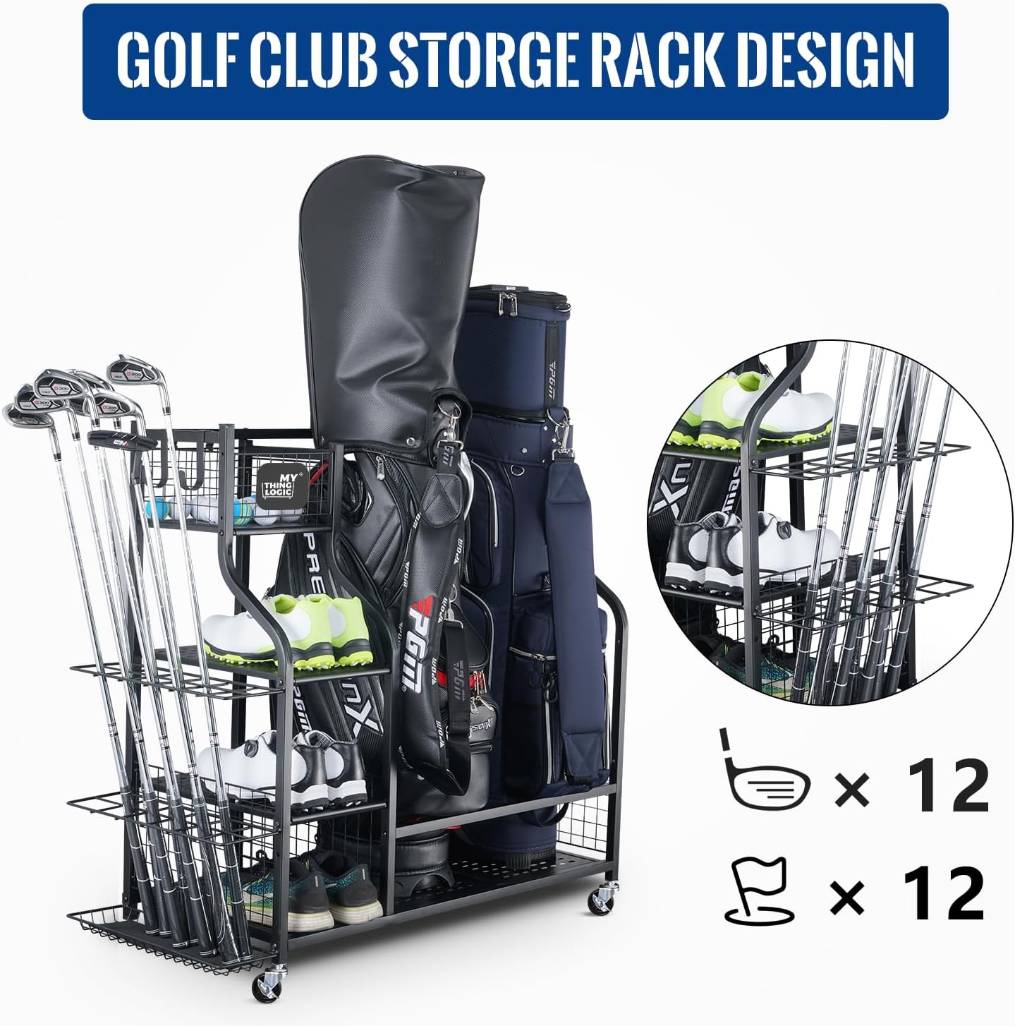 Golf Storage Garage Organizer, - Golf Equipment Garage Organizer avaliação e preço