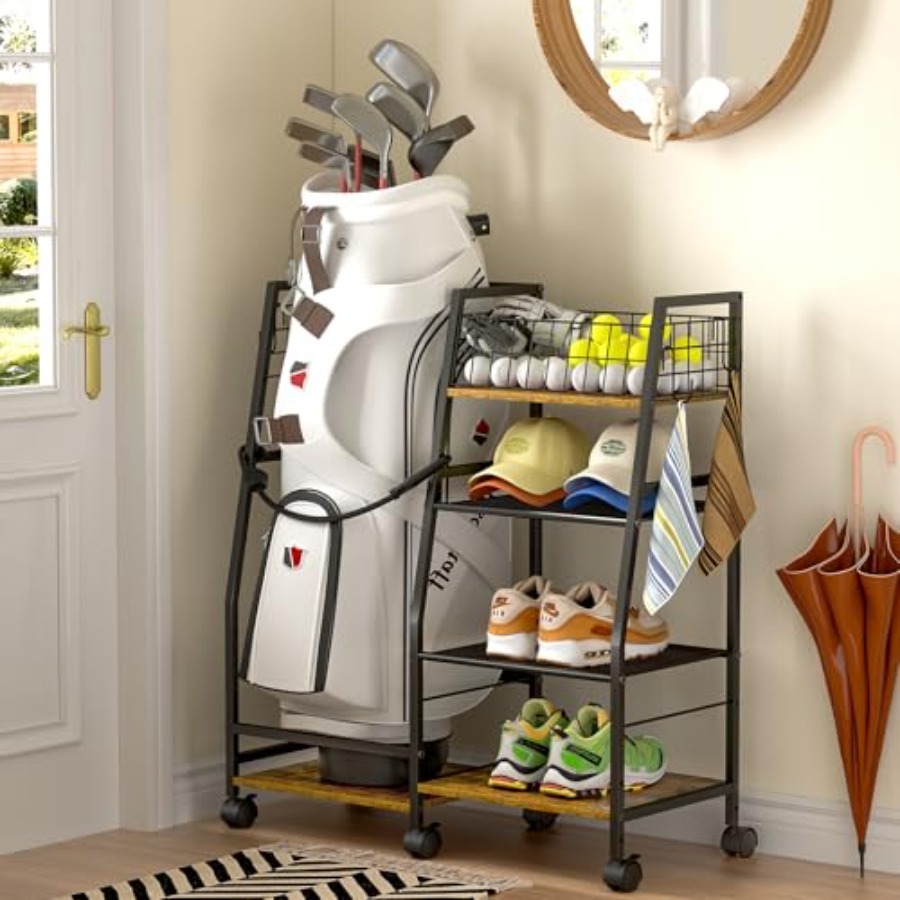 Golf Bag Garage Storage Rack w - Golf Equipment Garage Organizer avaliação e preço
