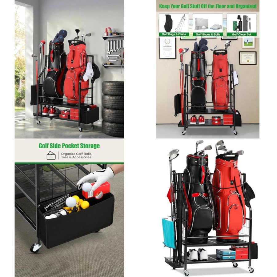 Golf Bag Storage Garage Organi - Golf Equipment Garage Organizer avaliação e preço