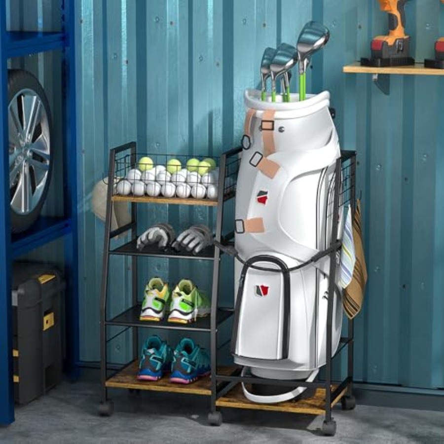 Golf Bag Garage Storage Rack w - Golf Equipment Garage Organizer avaliação e preço